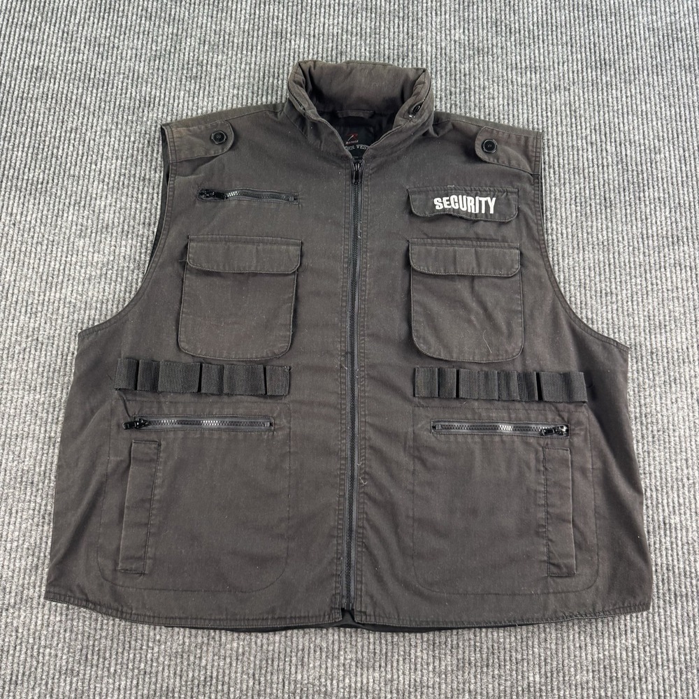 Rothco Security Vest Mens XXL Black Tactical Ranger Zip Utility Distressed